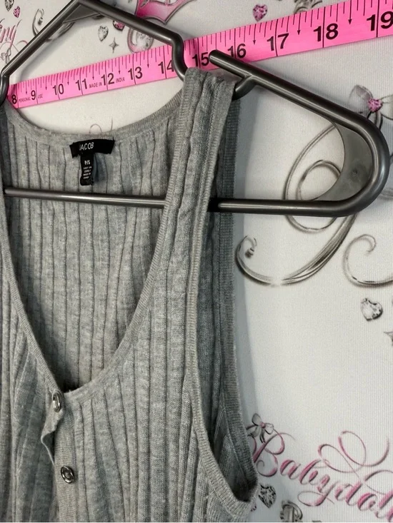 Jacob tank top button down cardigan Light Gray Ribbed Button-Front Tank Top - Picture 5 of 9